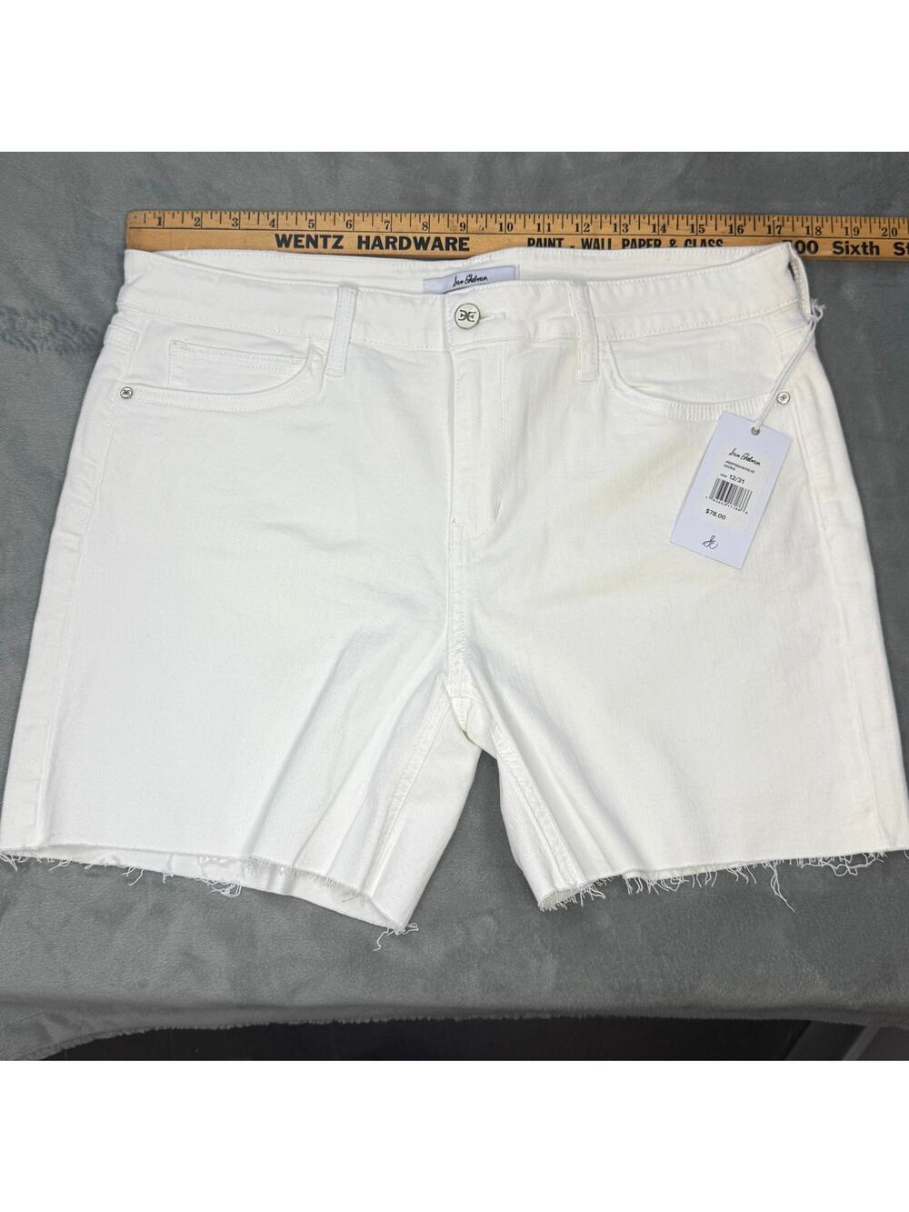 NWT Sam Edelman The Derby White Denim Bermuda Short | Size 12 | Retails $78